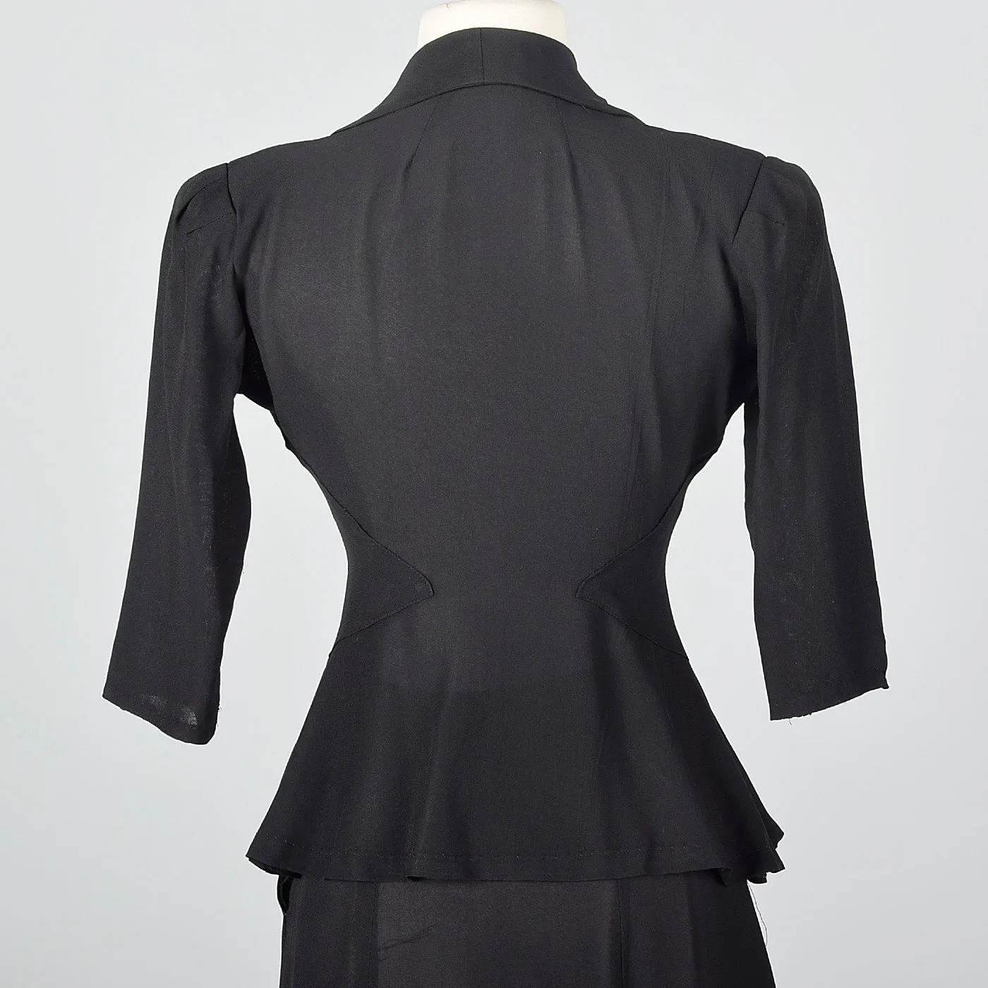 1940s Sheer Black Skirt Suit