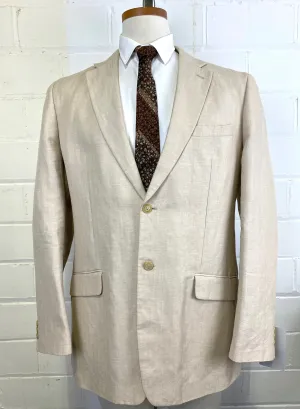 2000s Men's Beige Linen/ Cotton Herringbone Blazer, Axcess Jacket, C44T