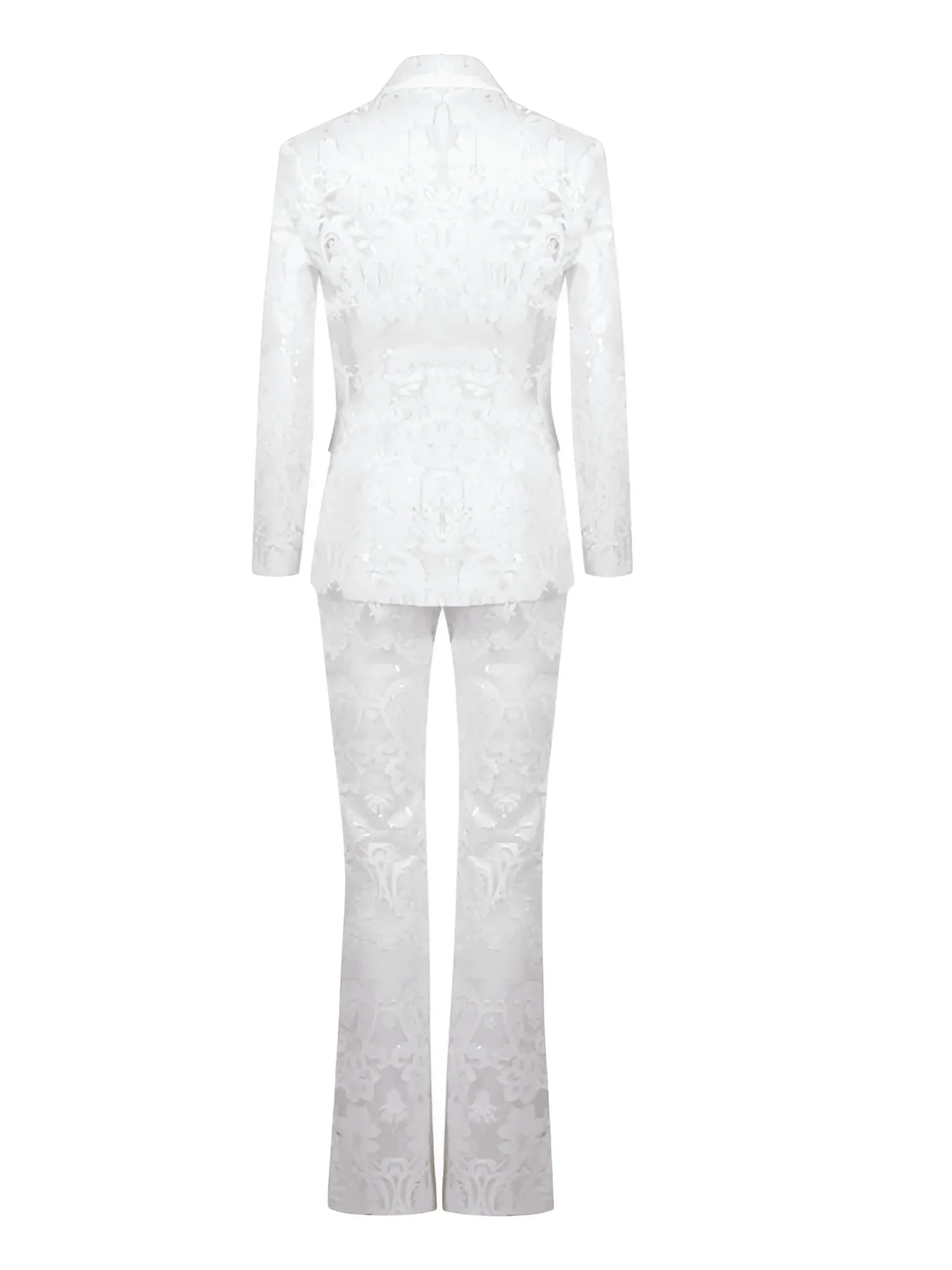 2025 Designer Runway Suit Set Women's Single Button Lace Sequined Blazer Pants Suit