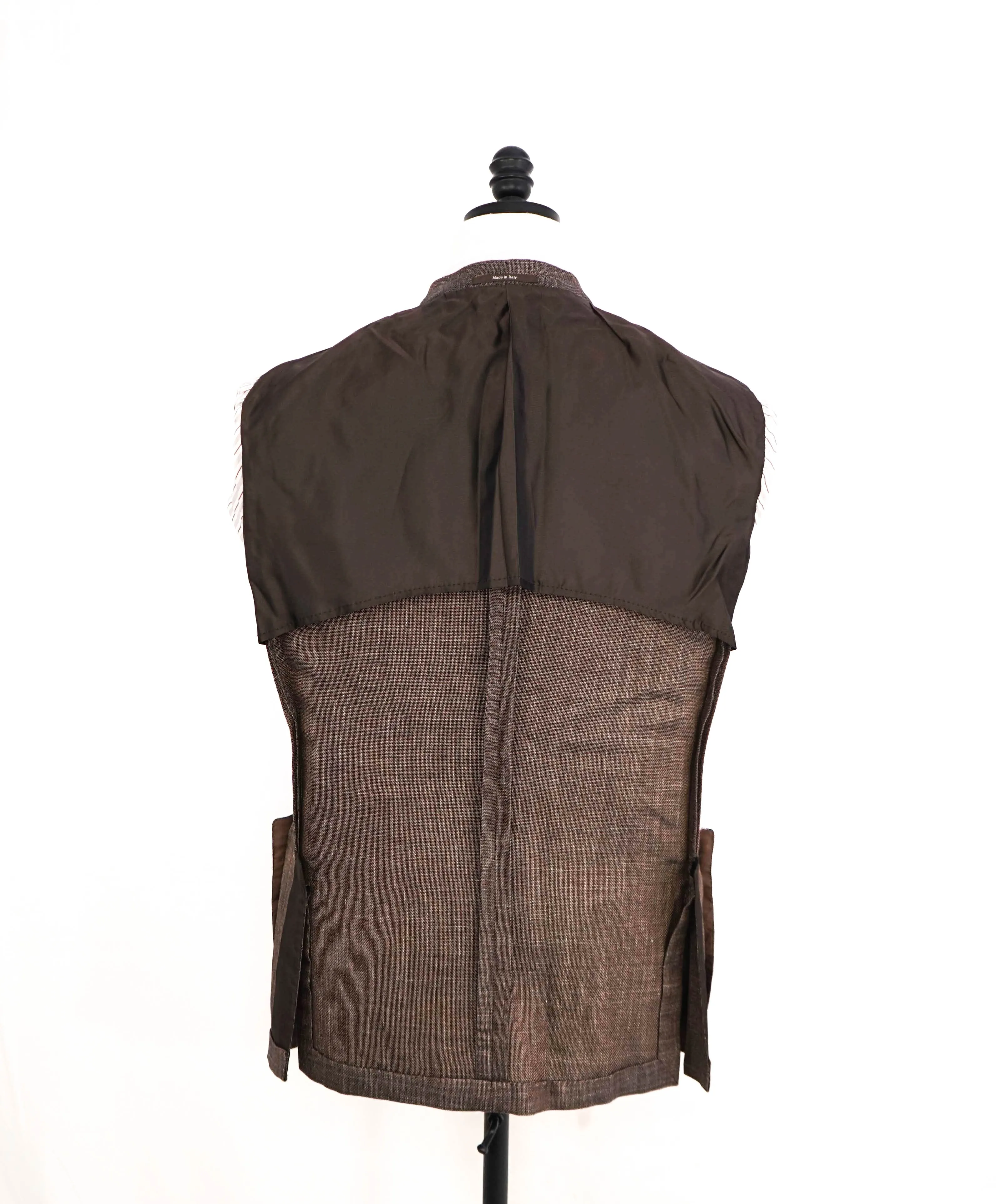 $2,695 ERMENEGILDO ZEGNA - *Crossover* Brown Woven Wool/Silk/Linen Blazer - 44L
