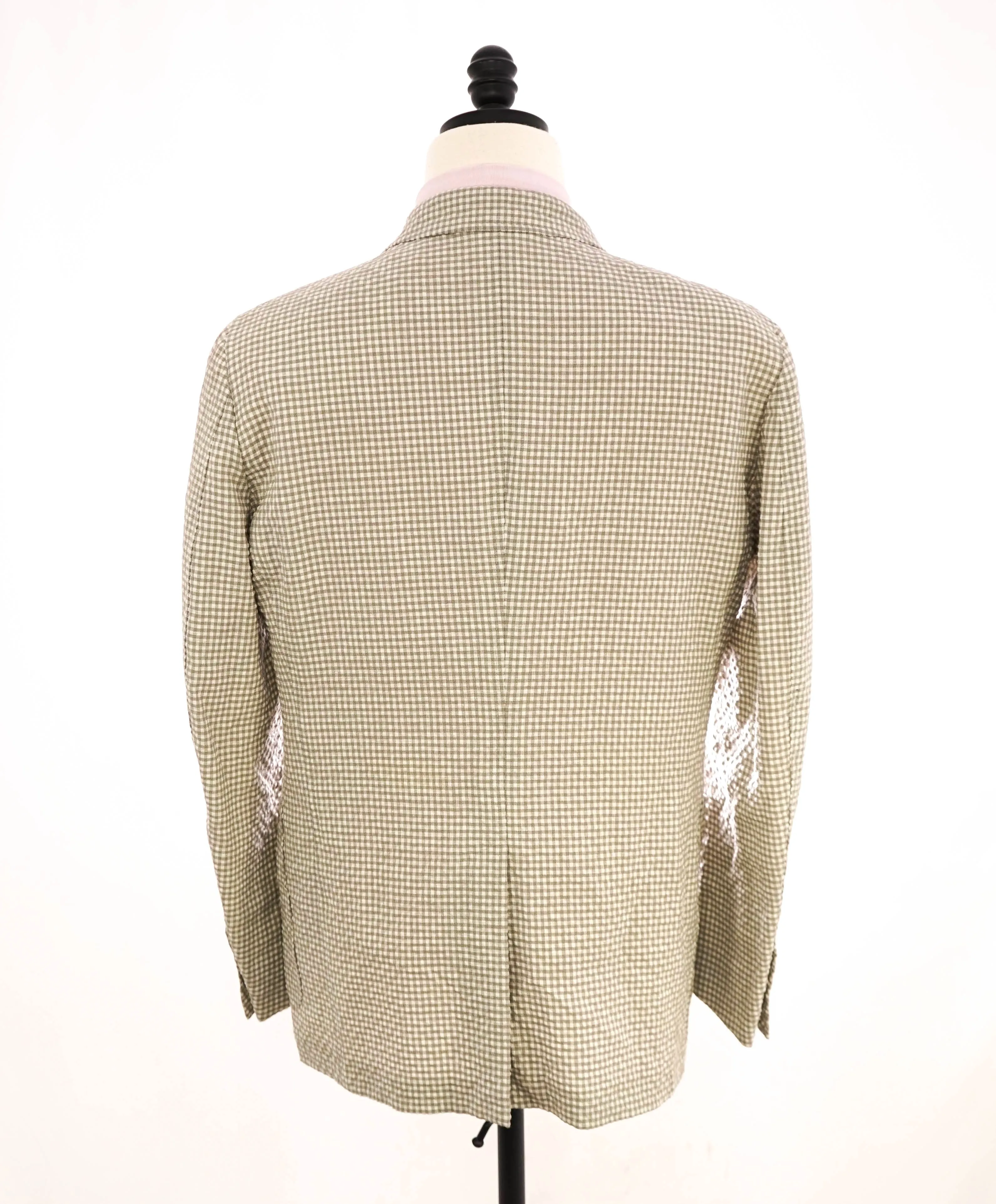 $2,895 ERMENEGILDO ZEGNA - Neutral Unlined WOOL/LINEN/SILK Seersucker Blazer - 38R (48EU)