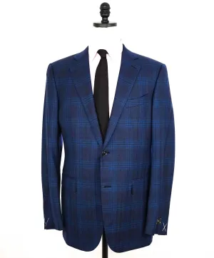 $3,250 ERMENEGILDO ZEGNA - Blue Plaid Check "MILA" Italy Wool Blazer - 42L