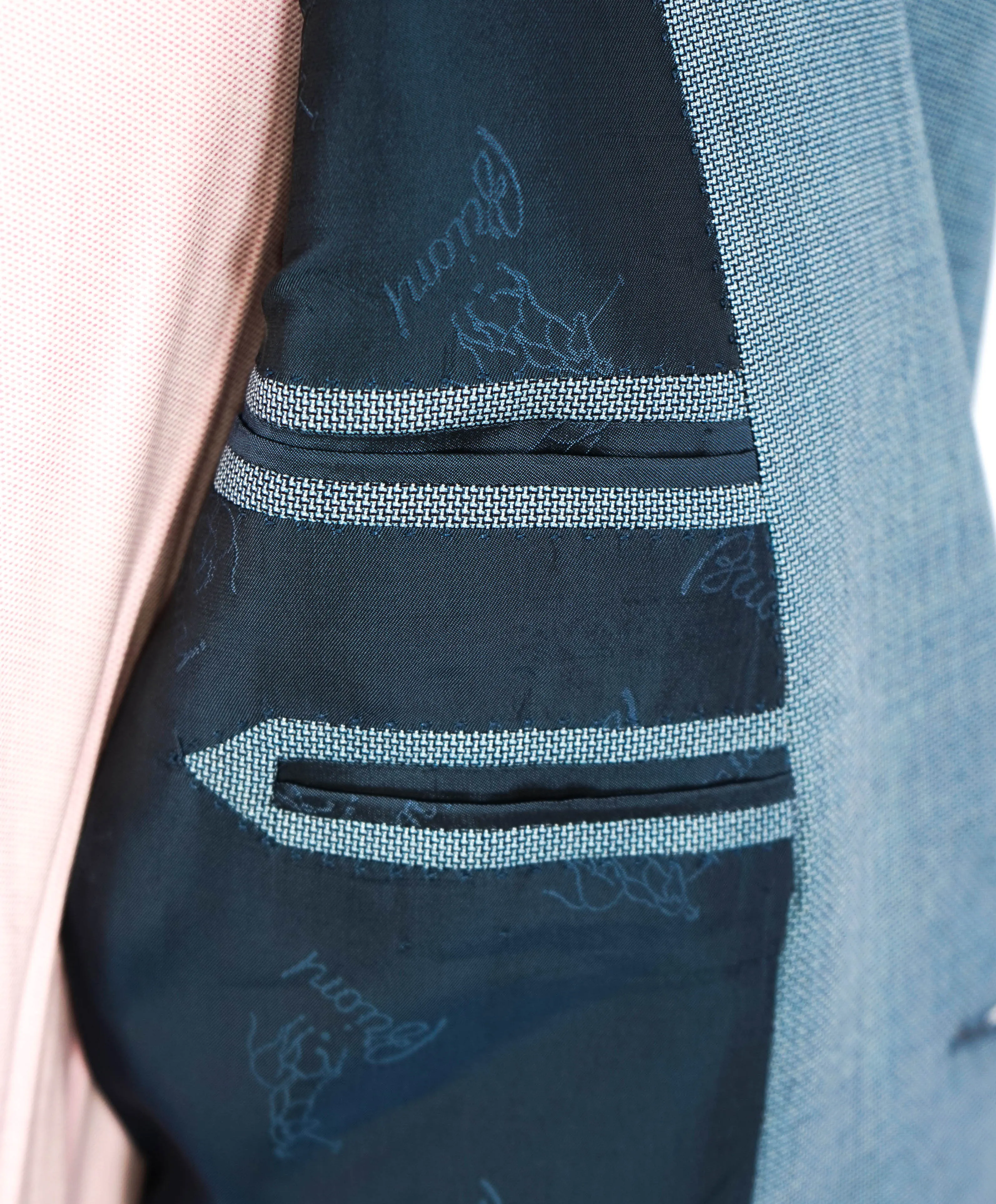$4,800 BRIONI - Baby Blue Patch Pocket Hand Made Italy Blazer- 42R US