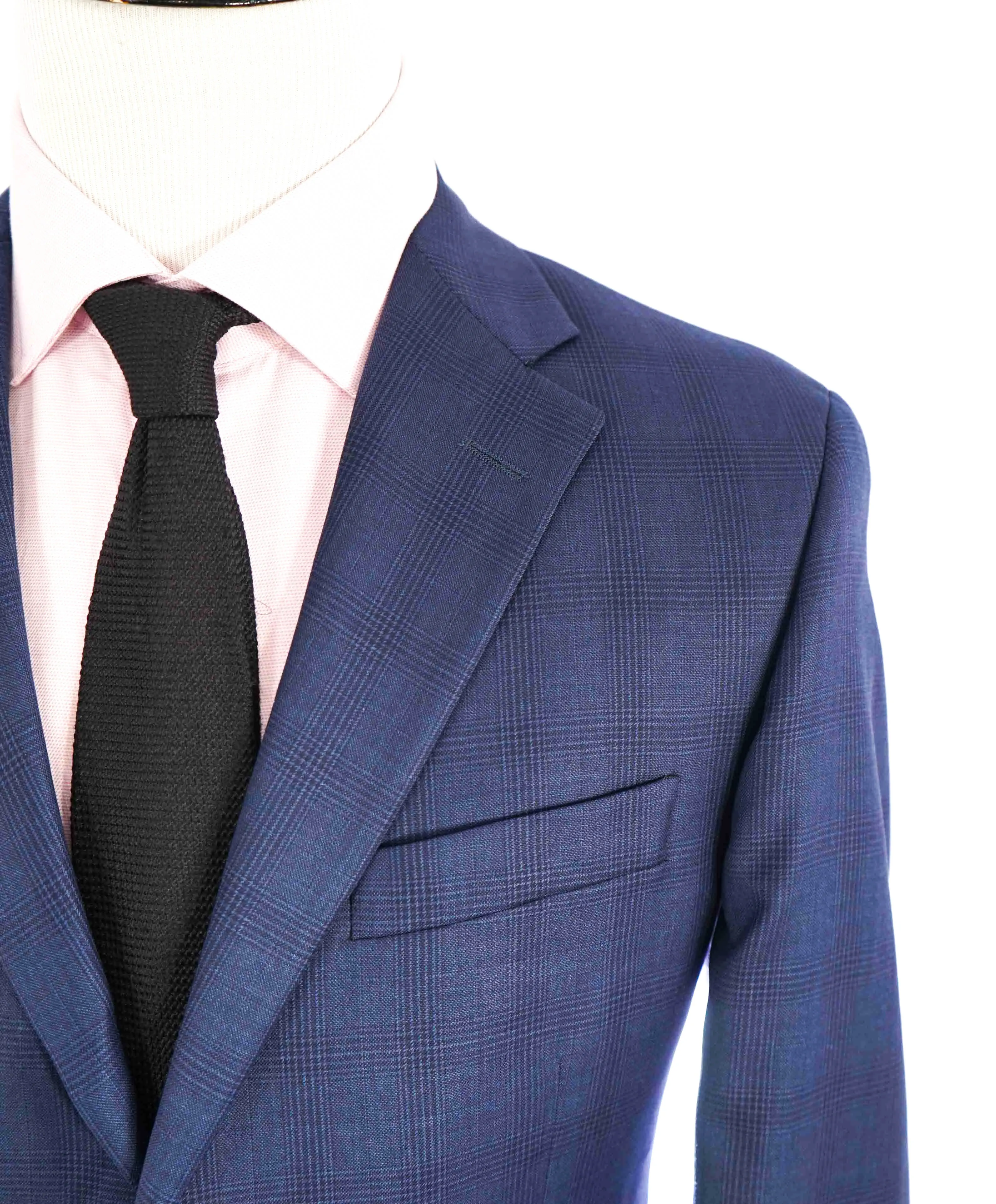 $895 HICKEY FREEMAN - Blue Tonal Check Plaid WOOL Blazer - 40S