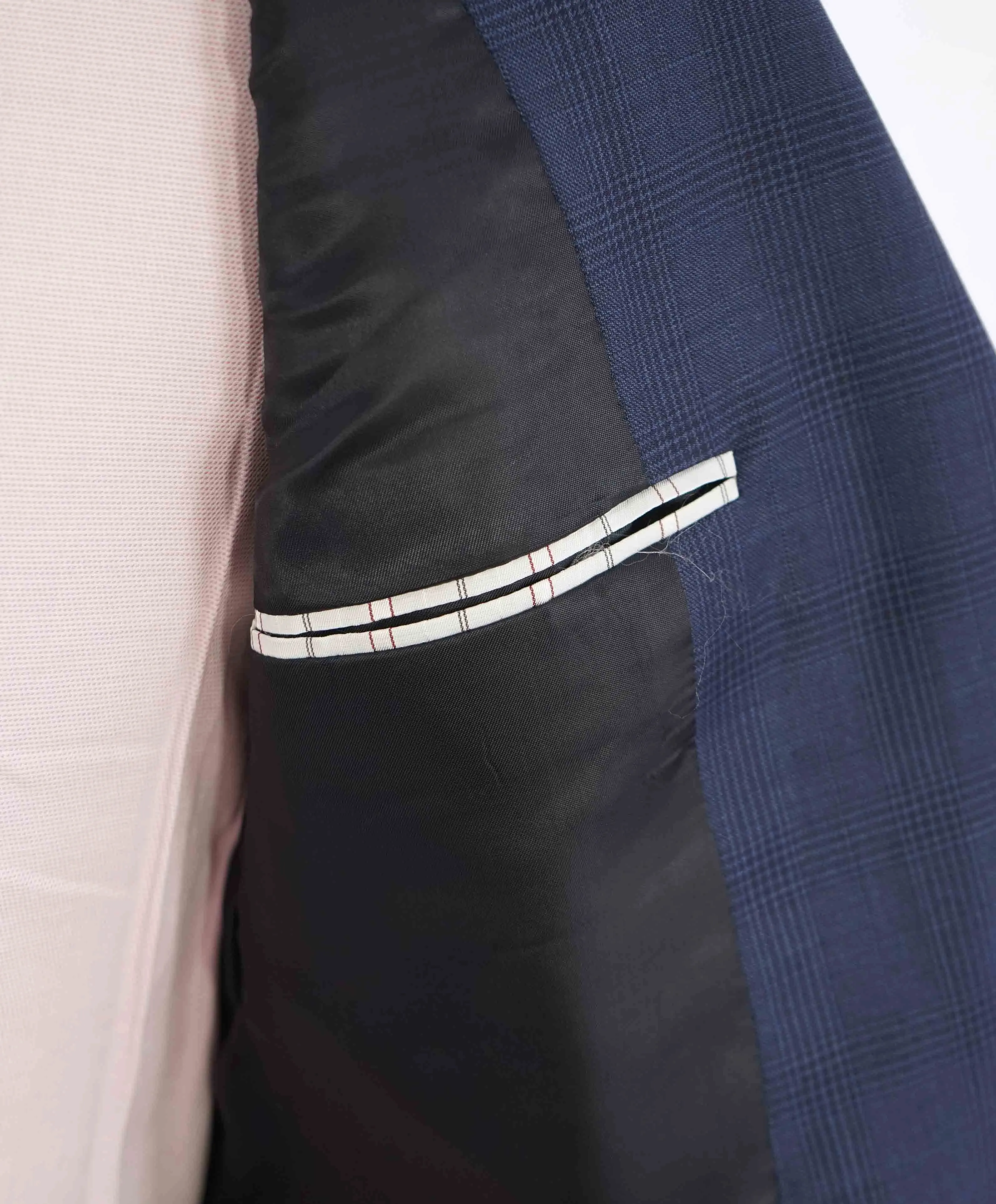 $895 HICKEY FREEMAN - Blue Tonal Check Plaid WOOL Blazer - 40S