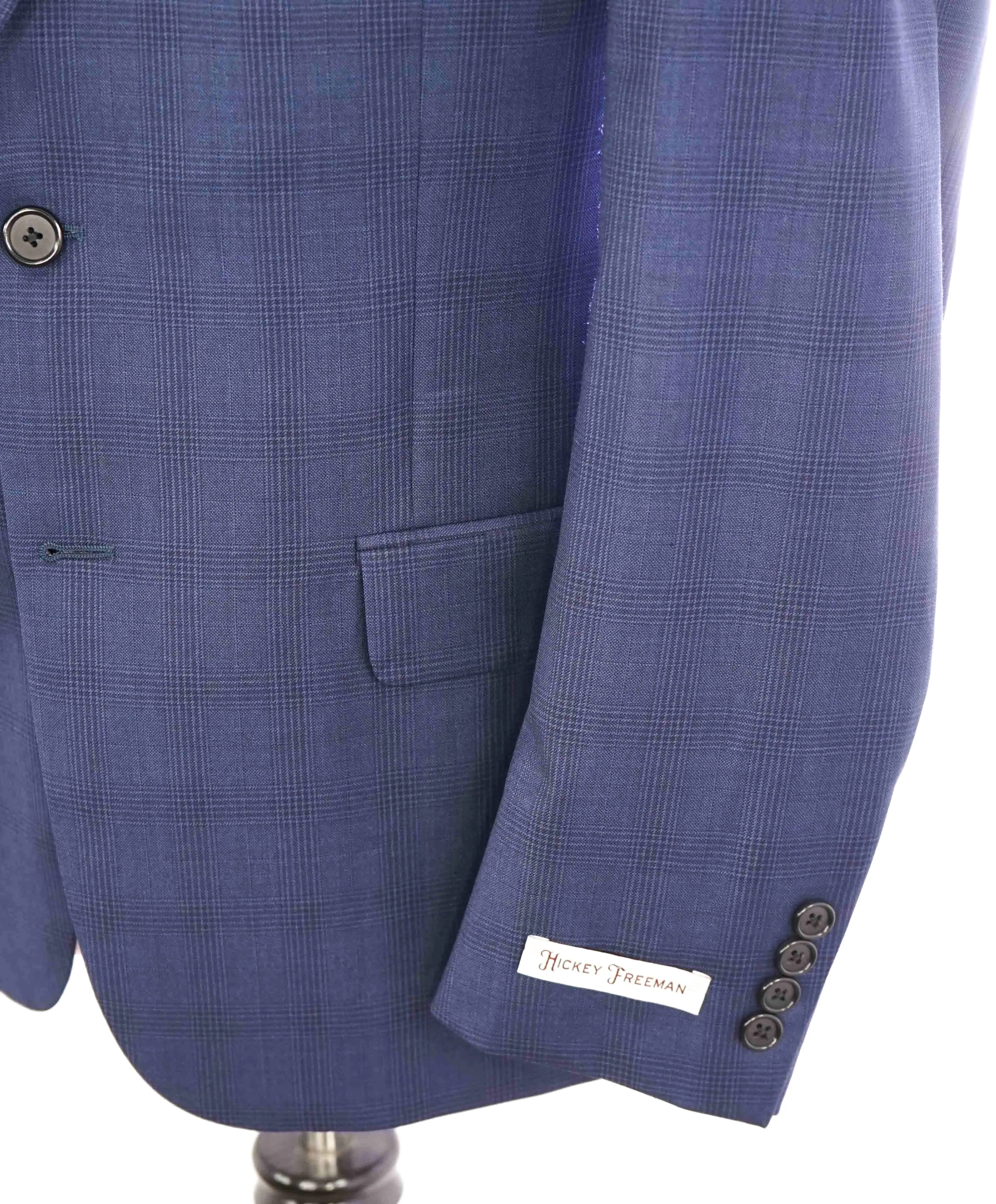 $895 HICKEY FREEMAN - Blue Tonal Check Plaid WOOL Blazer - 40S