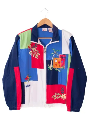 90s Koret Beach House Sequined Color Block Blazer