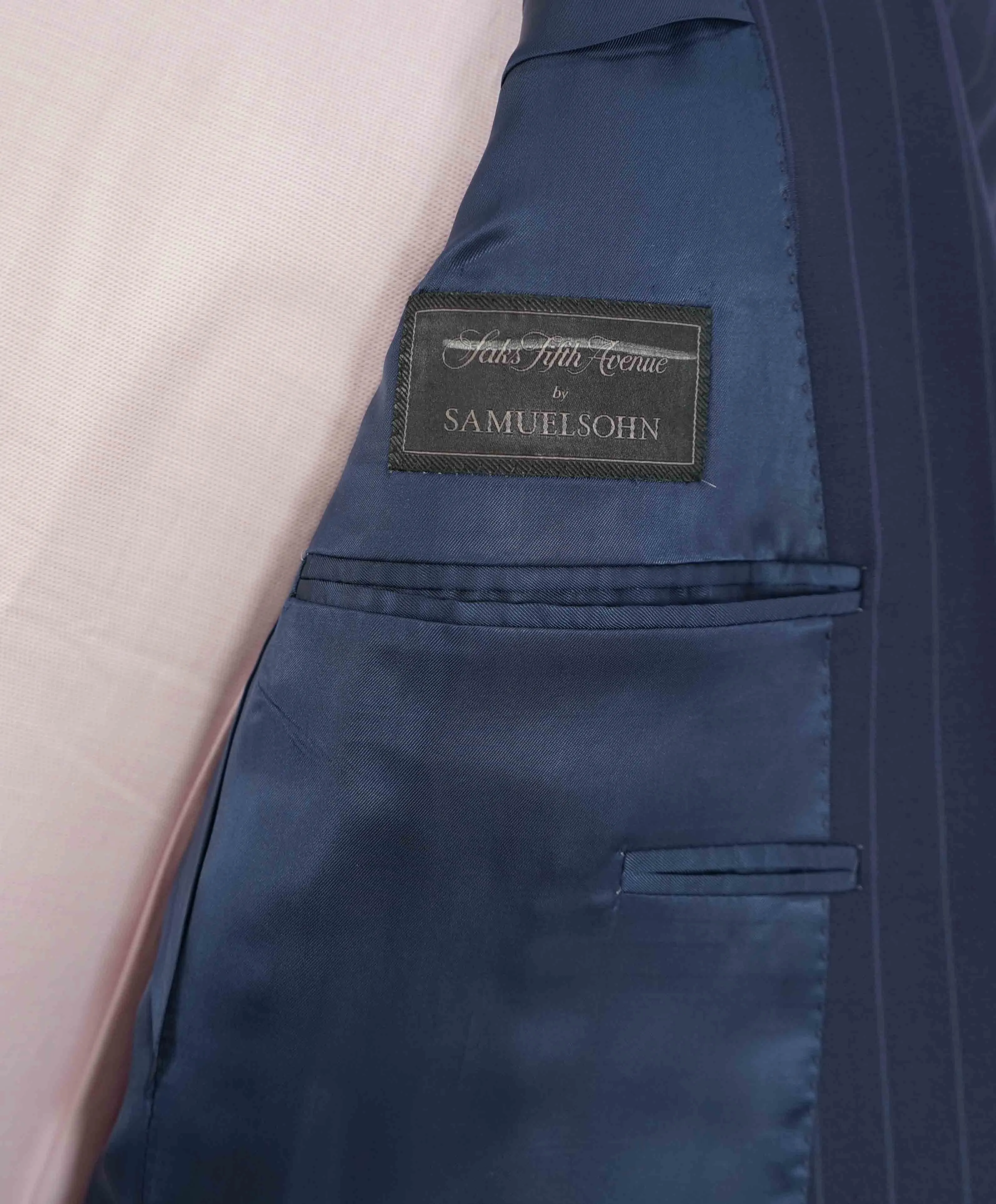 $995 SAMUELSOHN - SUPER 120's Blue Stripe Premium Grade Blazer - 42R