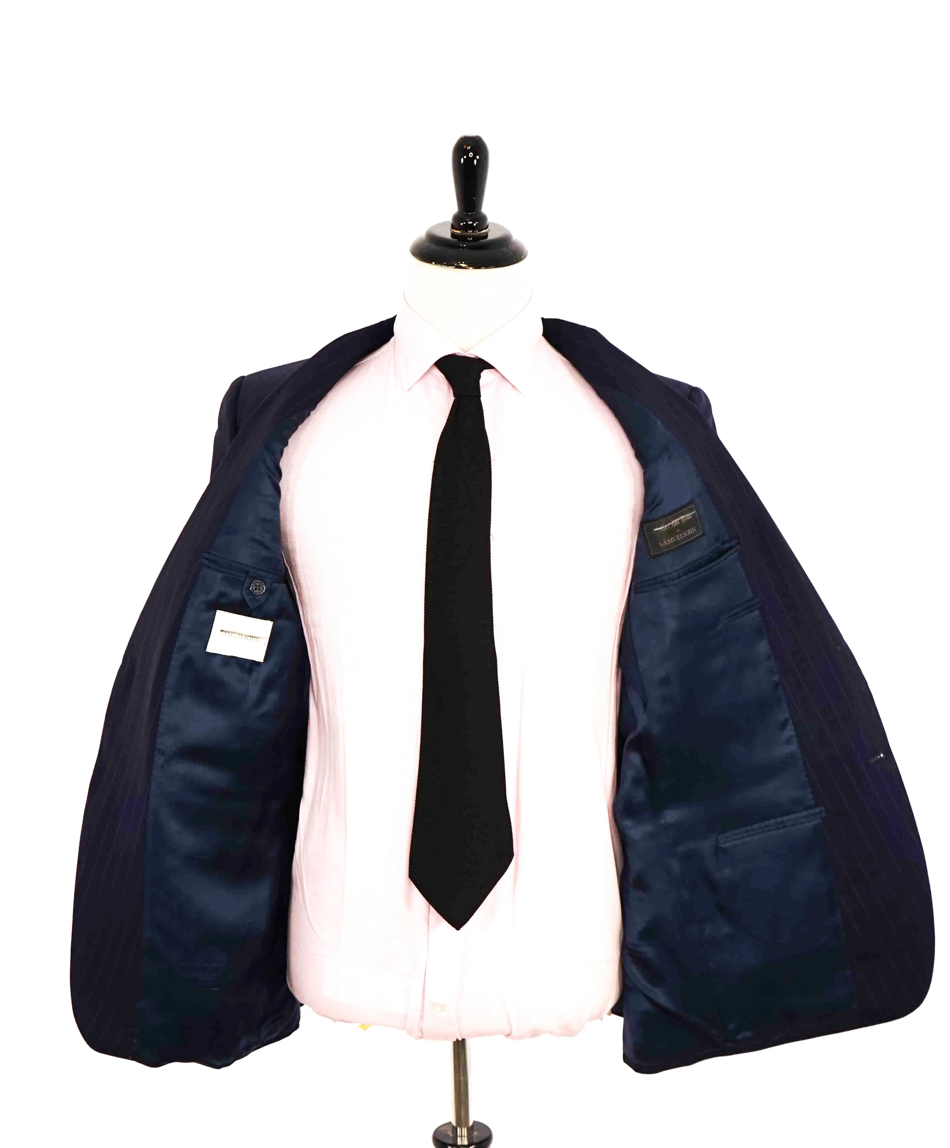 $995 SAMUELSOHN - SUPER 120's Blue Stripe Premium Grade Blazer - 42R