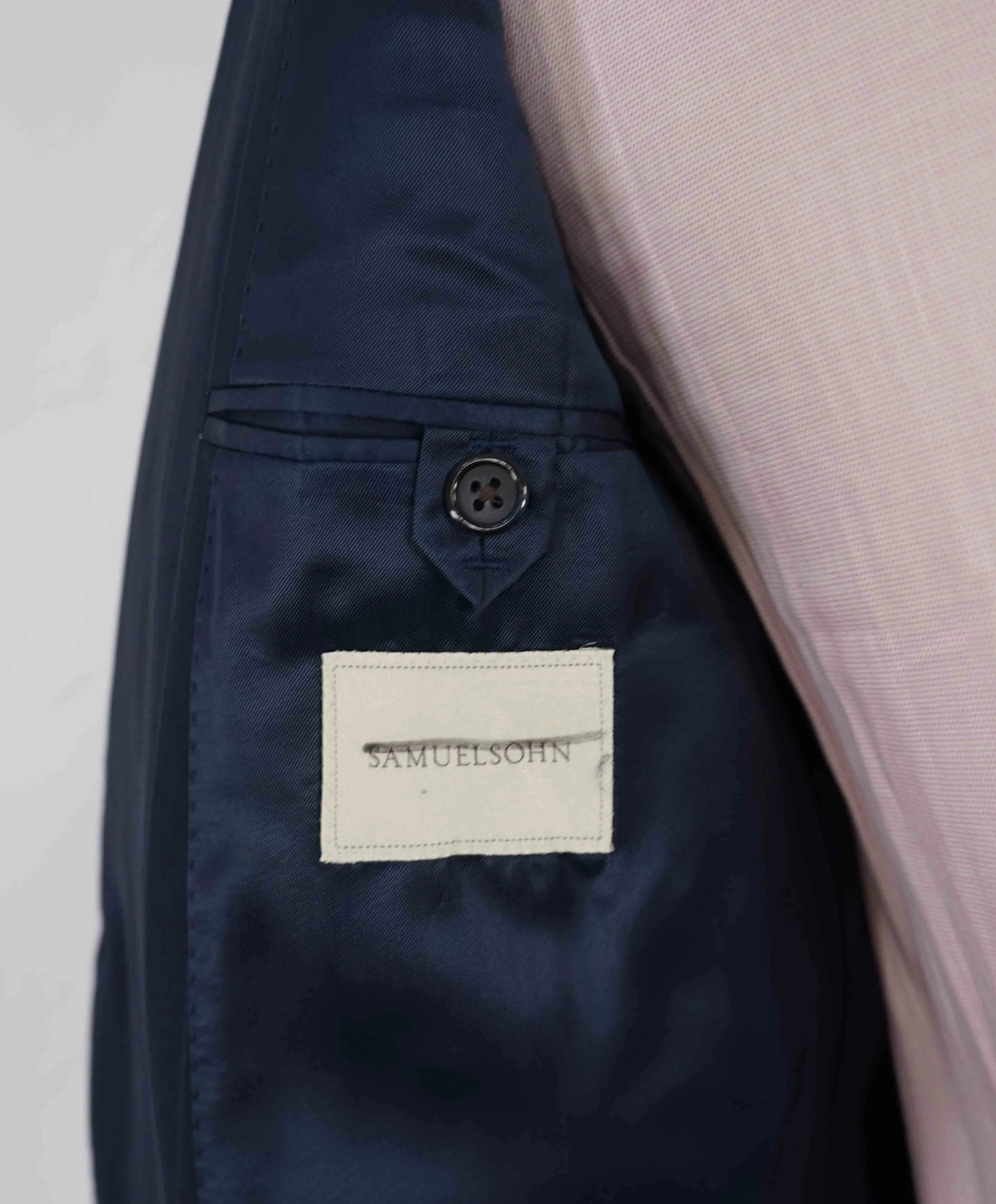 $995 SAMUELSOHN - SUPER 120's Blue Stripe Premium Grade Blazer - 42R