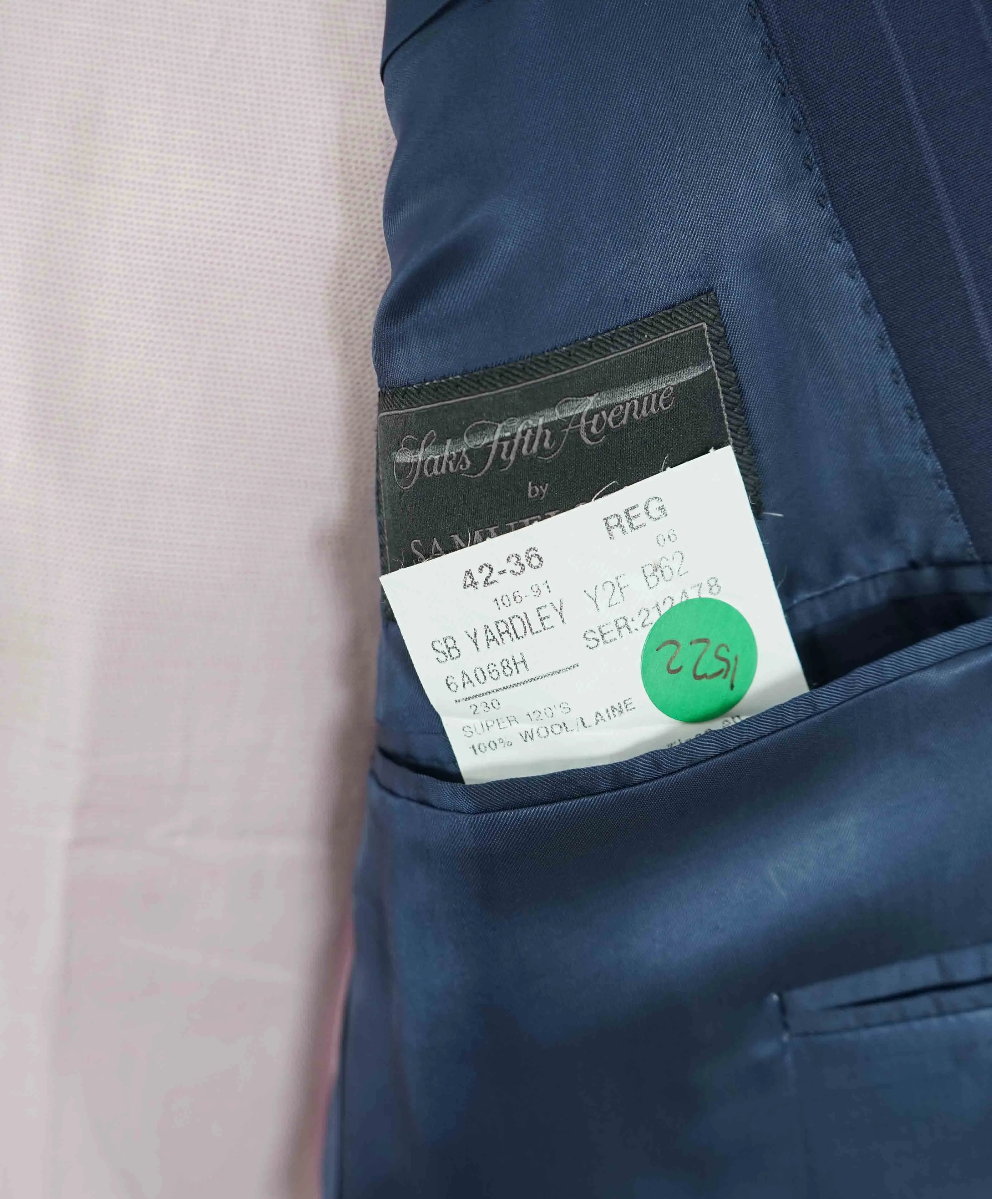 $995 SAMUELSOHN - SUPER 120's Blue Stripe Premium Grade Blazer - 42R