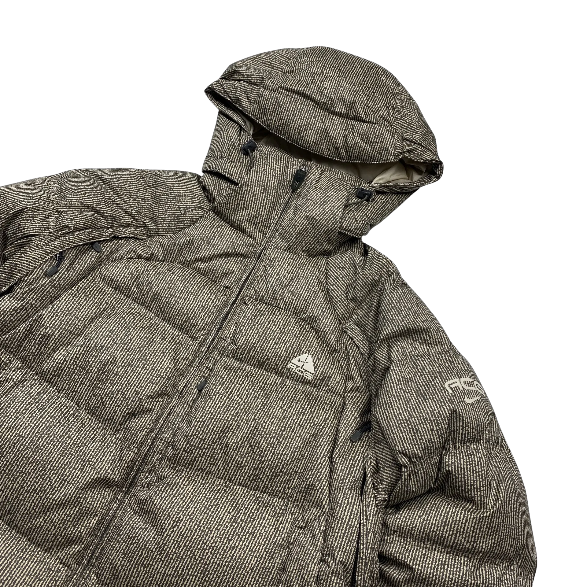 ACG Beige Patterned Puffer Jacket - Large