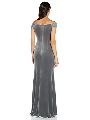 Adrianna Papell Women's Stretch Velvet Dress, Midnight, 20