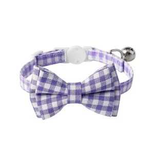 Aiitle Cute Plaid Bow Tie Purple Cat Collar