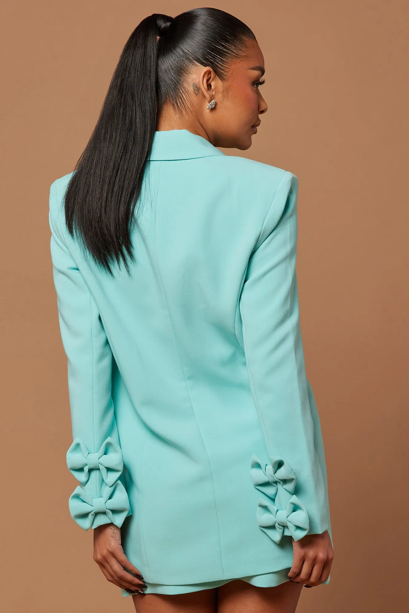 Alana Bow Blazer - Light Blue