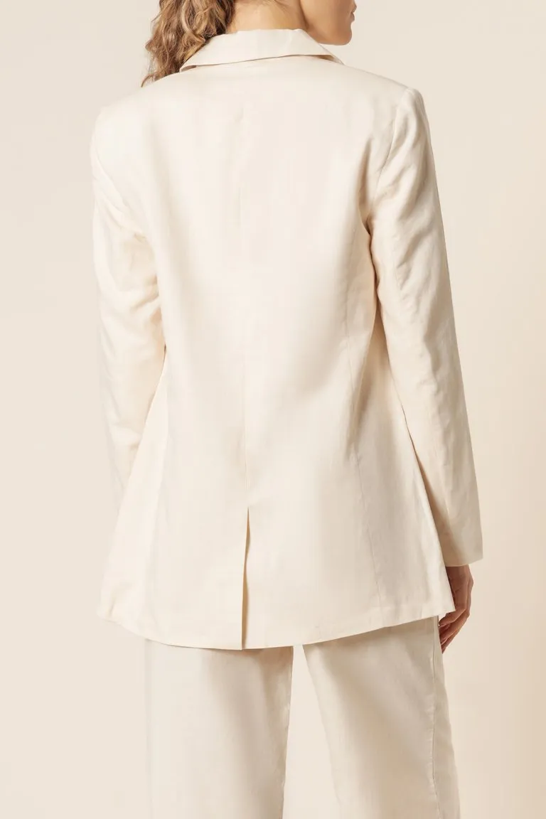 Alba Linen Blazer- Almond