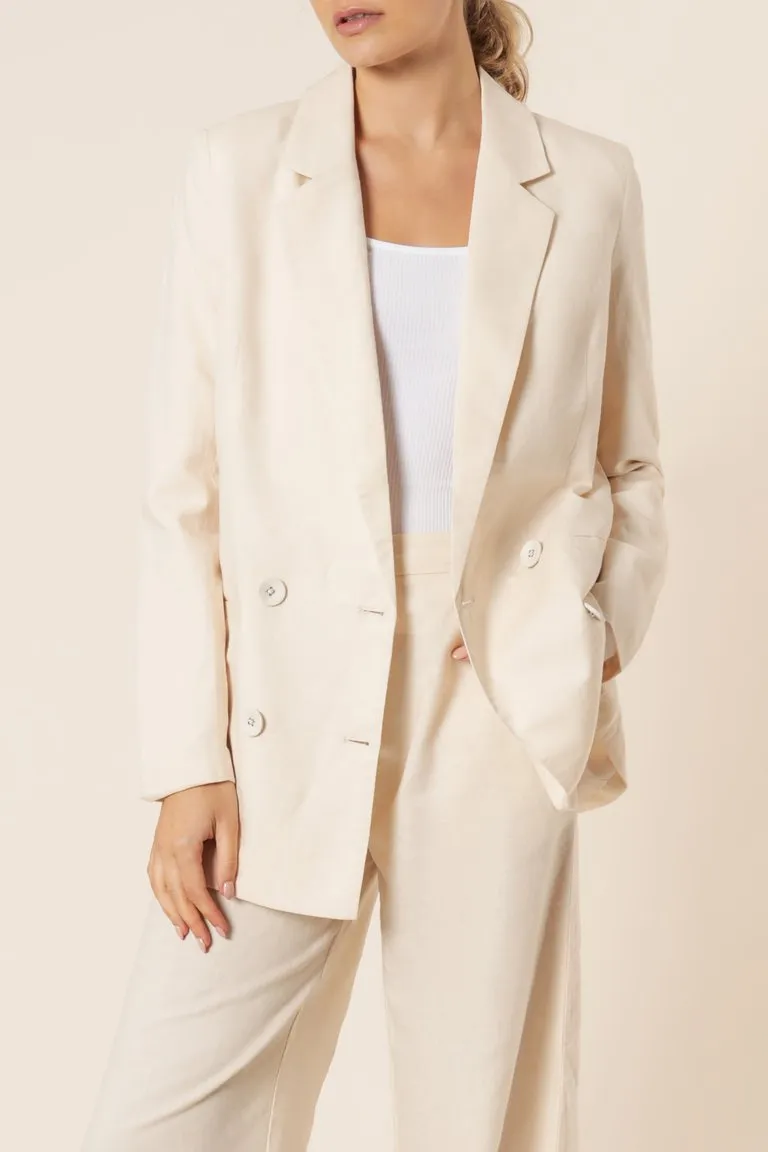 Alba Linen Blazer- Almond