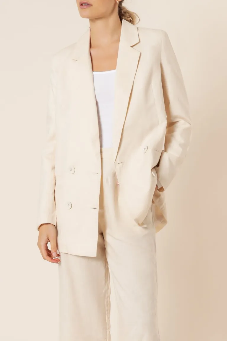 Alba Linen Blazer- Almond