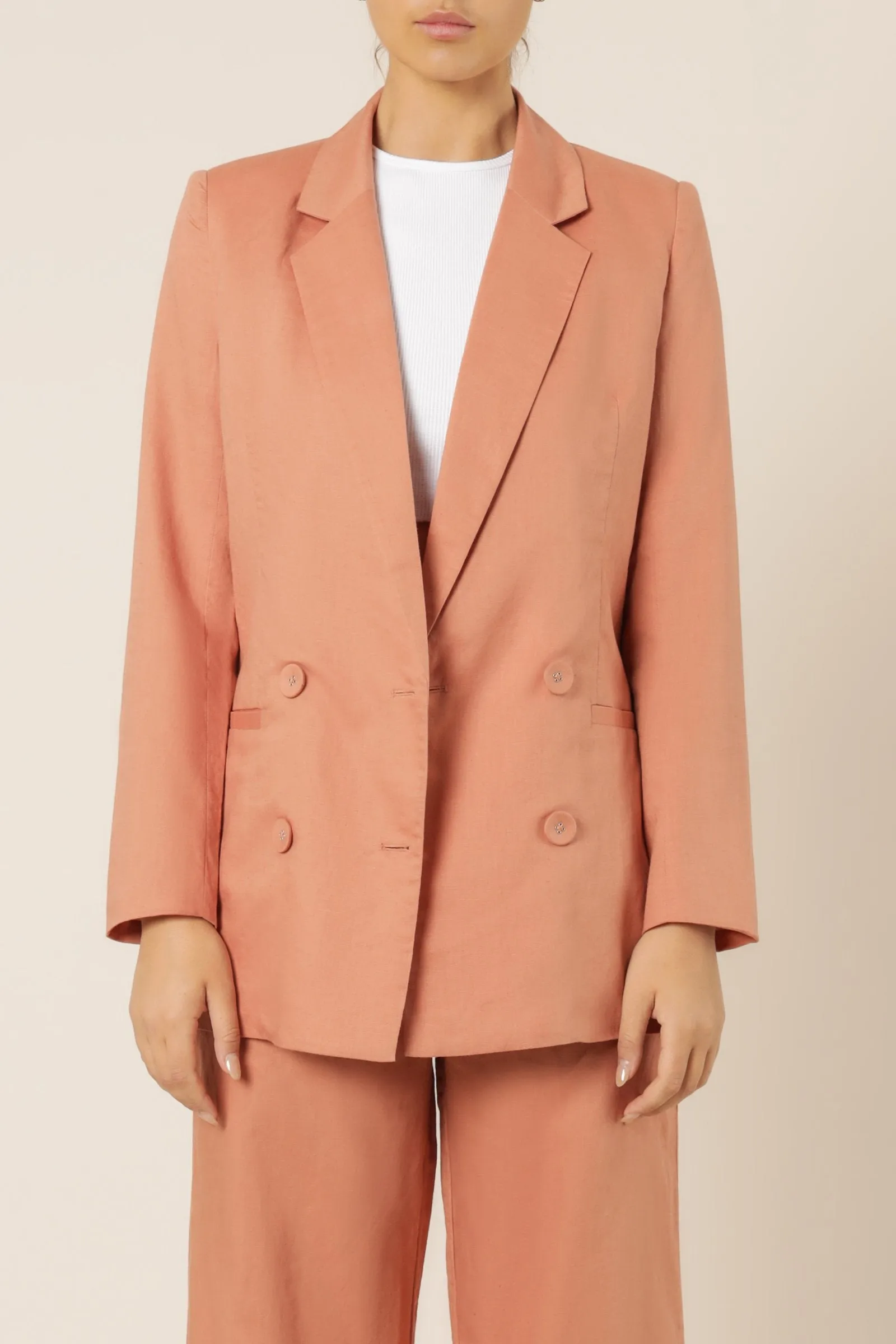 Alba Linen Blazer- Terracotta