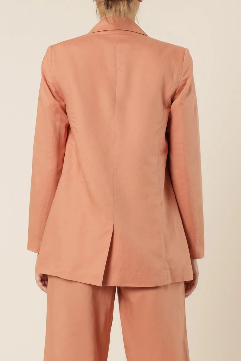 Alba Linen Blazer- Terracotta