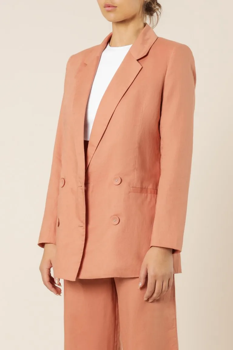 Alba Linen Blazer- Terracotta