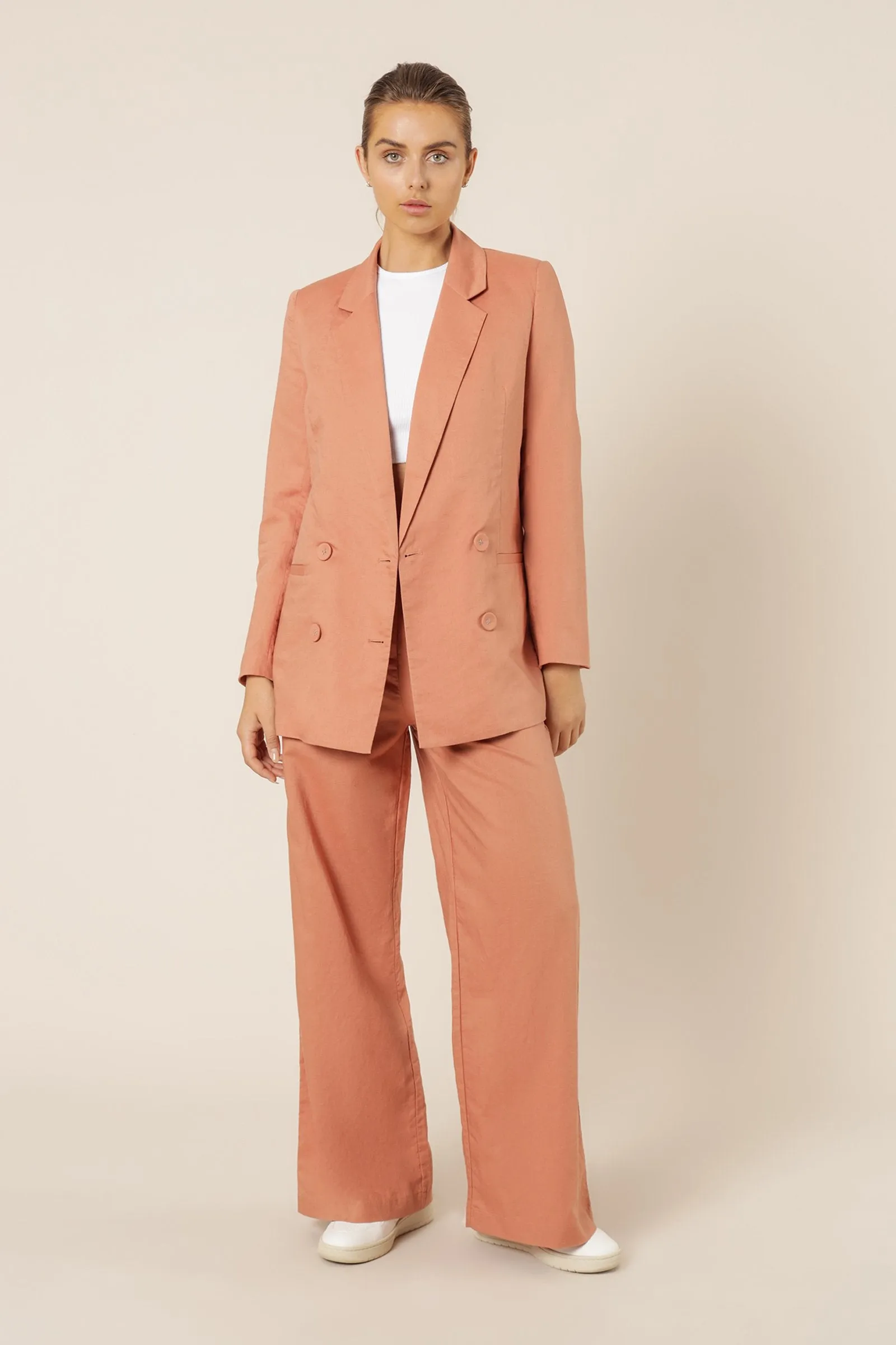 Alba Linen Blazer- Terracotta