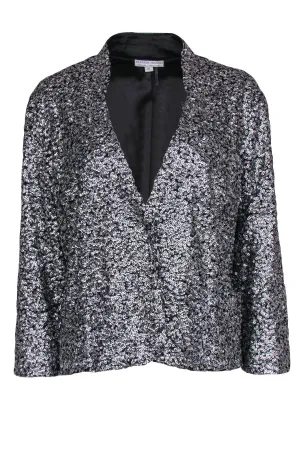Alberto Makali - Silver Sequined Cropped Blazer Sz XL