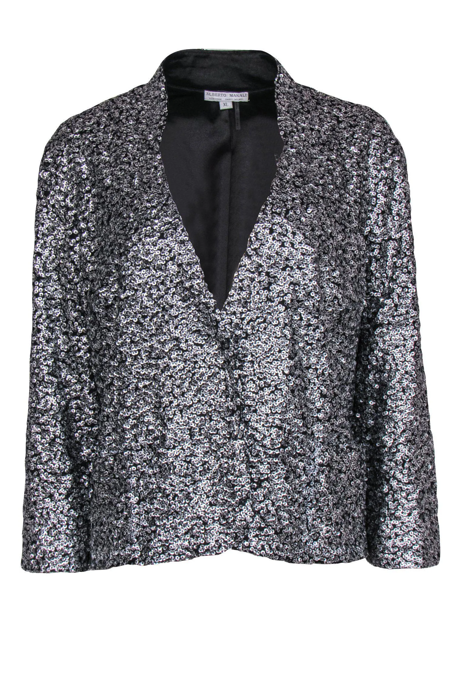 Alberto Makali - Silver Sequined Cropped Blazer Sz XL