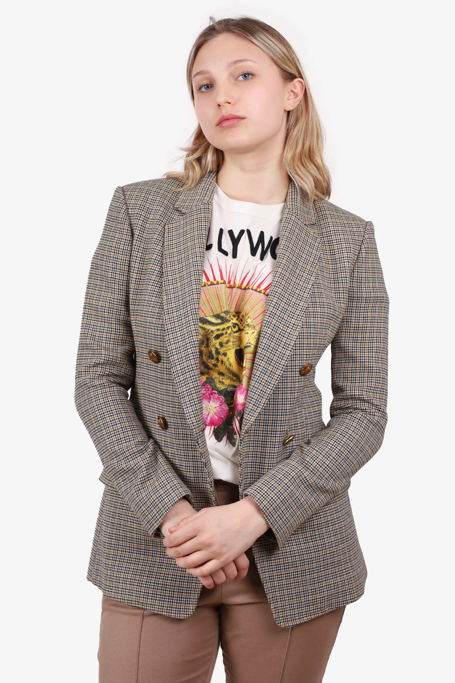 A.L.C. Black/Beige Houndstooth Blazer Size 4