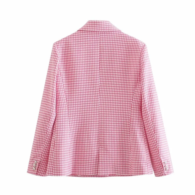 All The Feels Houndstooth Double-Breasted Blazer