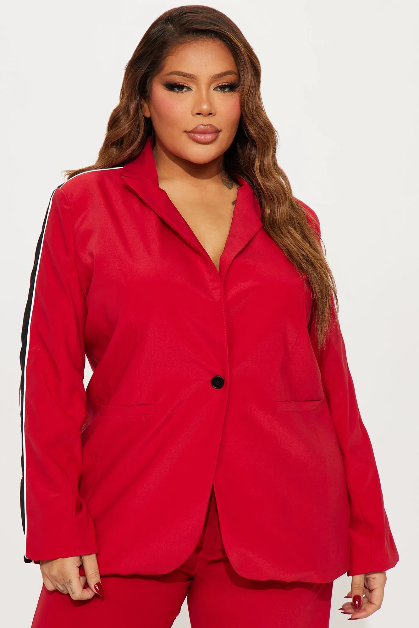 Always Focused Blazer Pant Set - Red