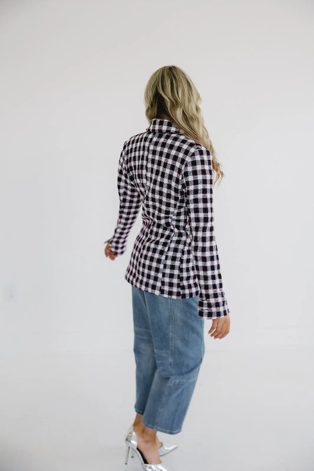 Amber Checkered Blazer - Navy
