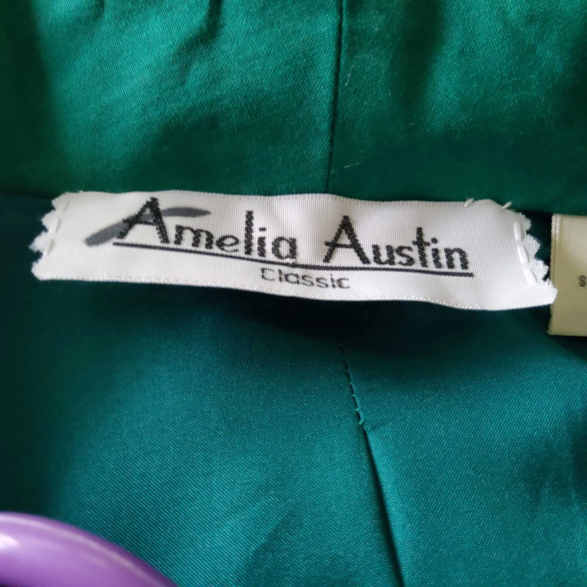 Amelia Austin Green Silk 3-Button Blazer, Women's Size 14