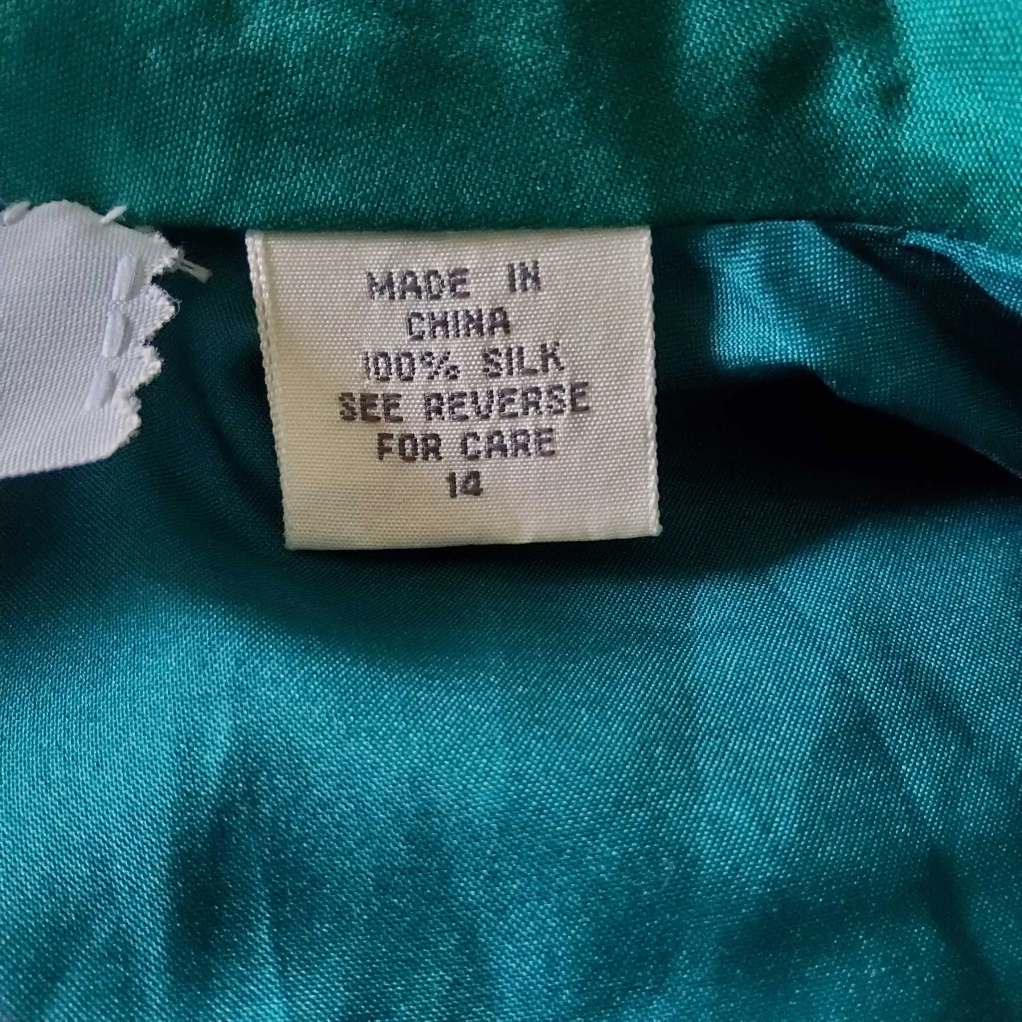 Amelia Austin Green Silk 3-Button Blazer, Women's Size 14