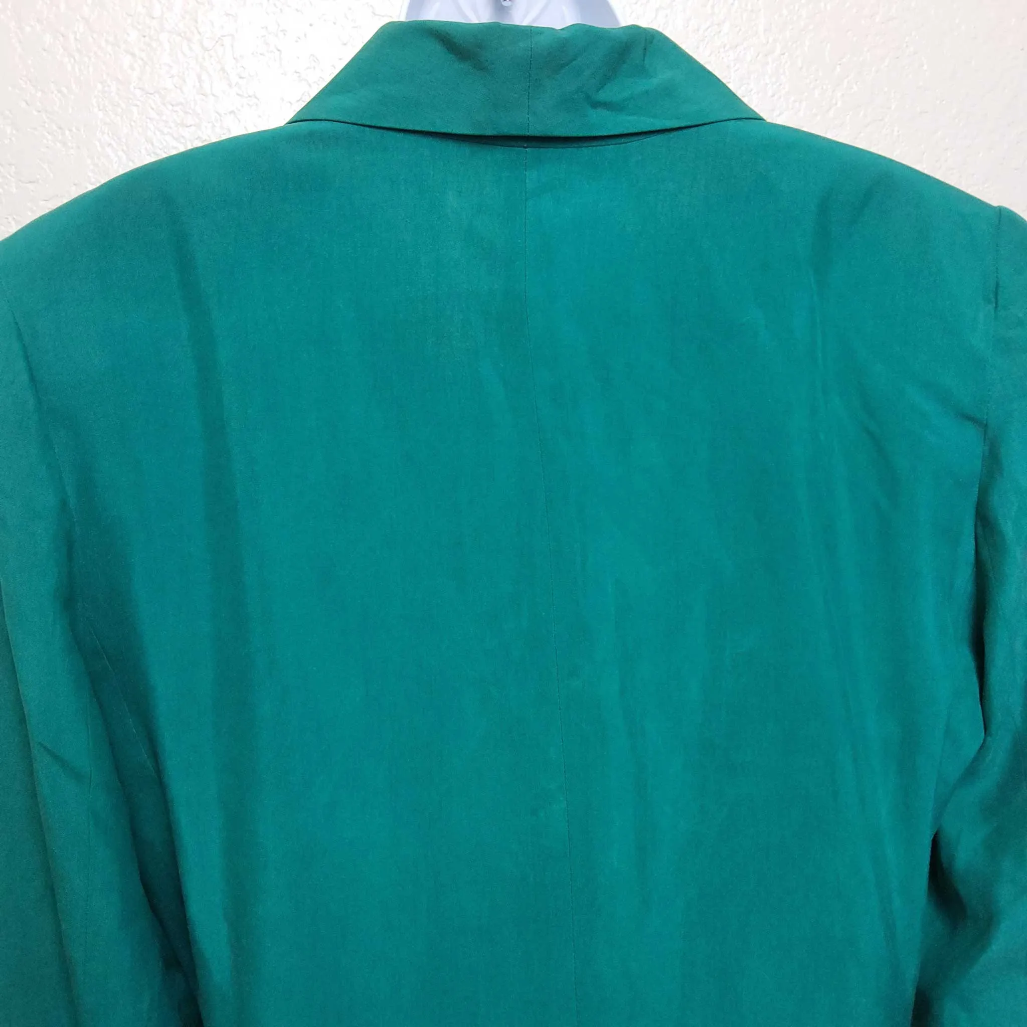 Amelia Austin Green Silk 3-Button Blazer, Women's Size 14