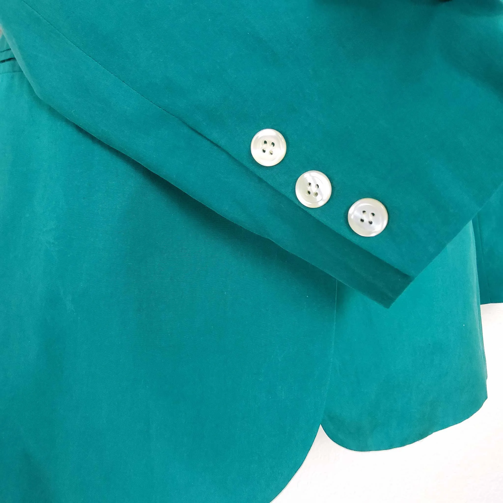 Amelia Austin Green Silk 3-Button Blazer, Women's Size 14