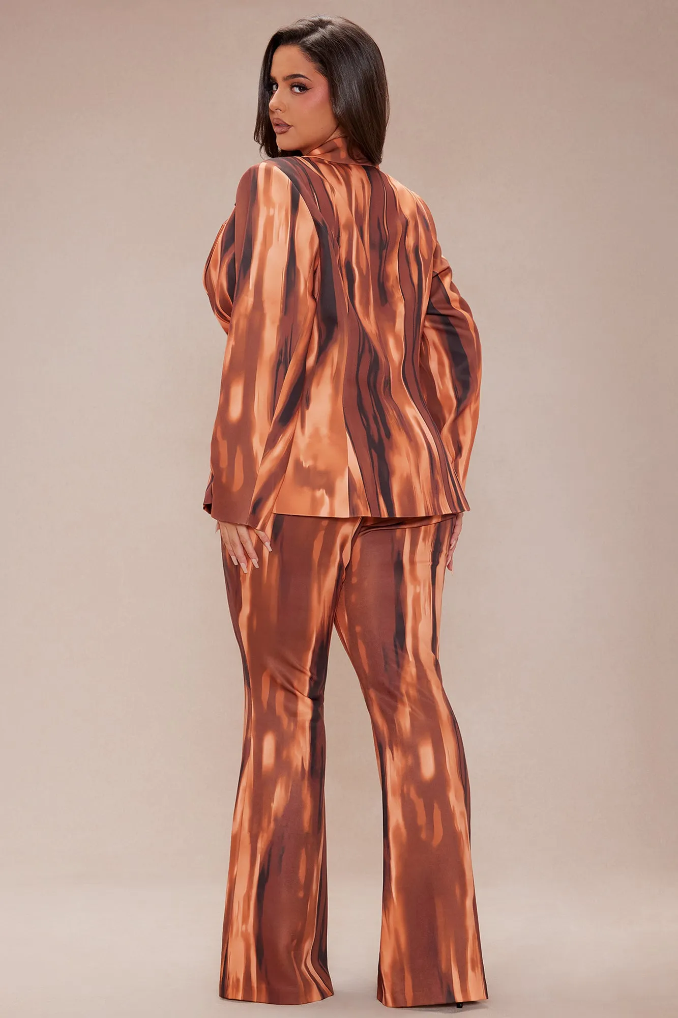 Amina Abstract Suit Set - Brown/combo