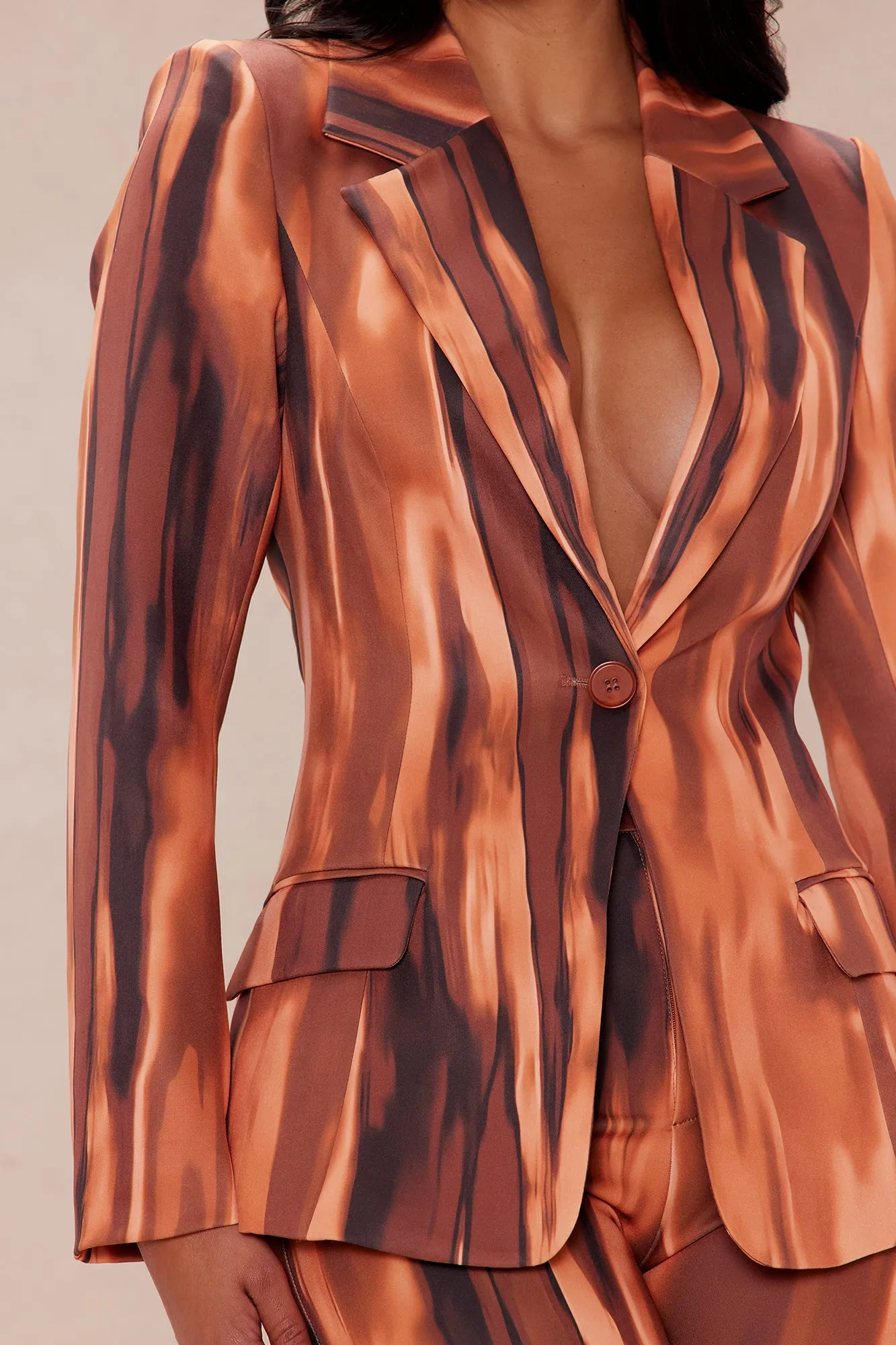 Amina Abstract Suit Set - Brown/combo