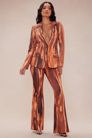 Amina Abstract Suit Set - Brown/combo