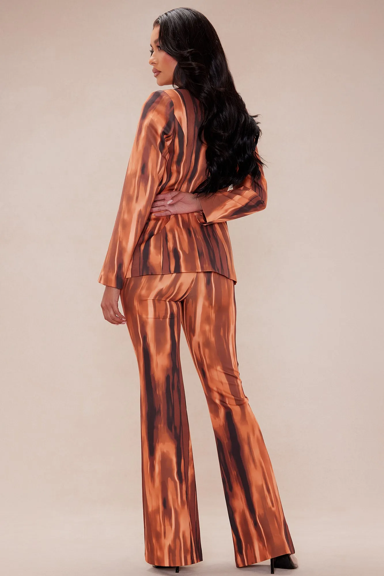 Amina Abstract Suit Set - Brown/combo