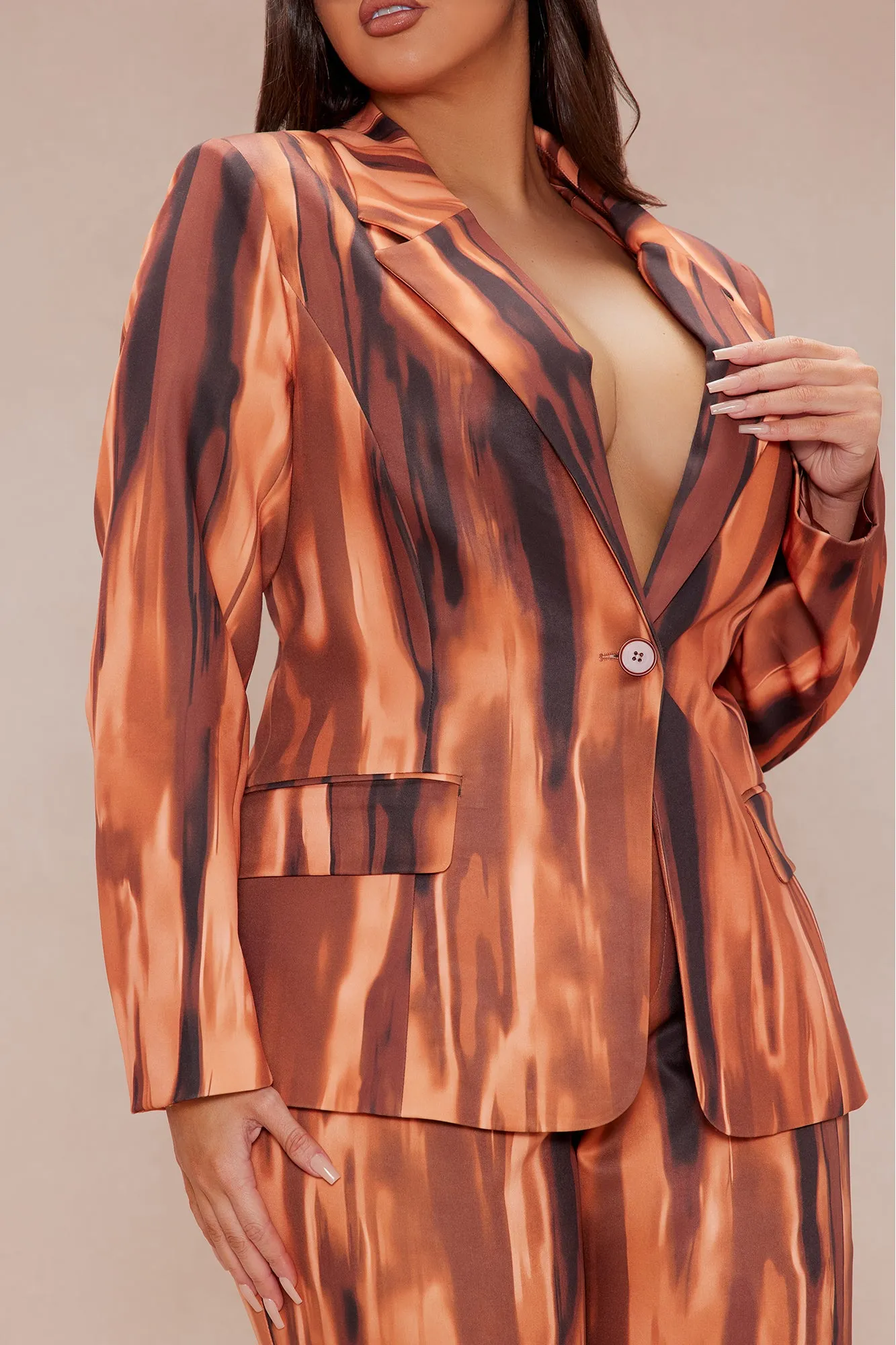 Amina Abstract Suit Set - Brown/combo