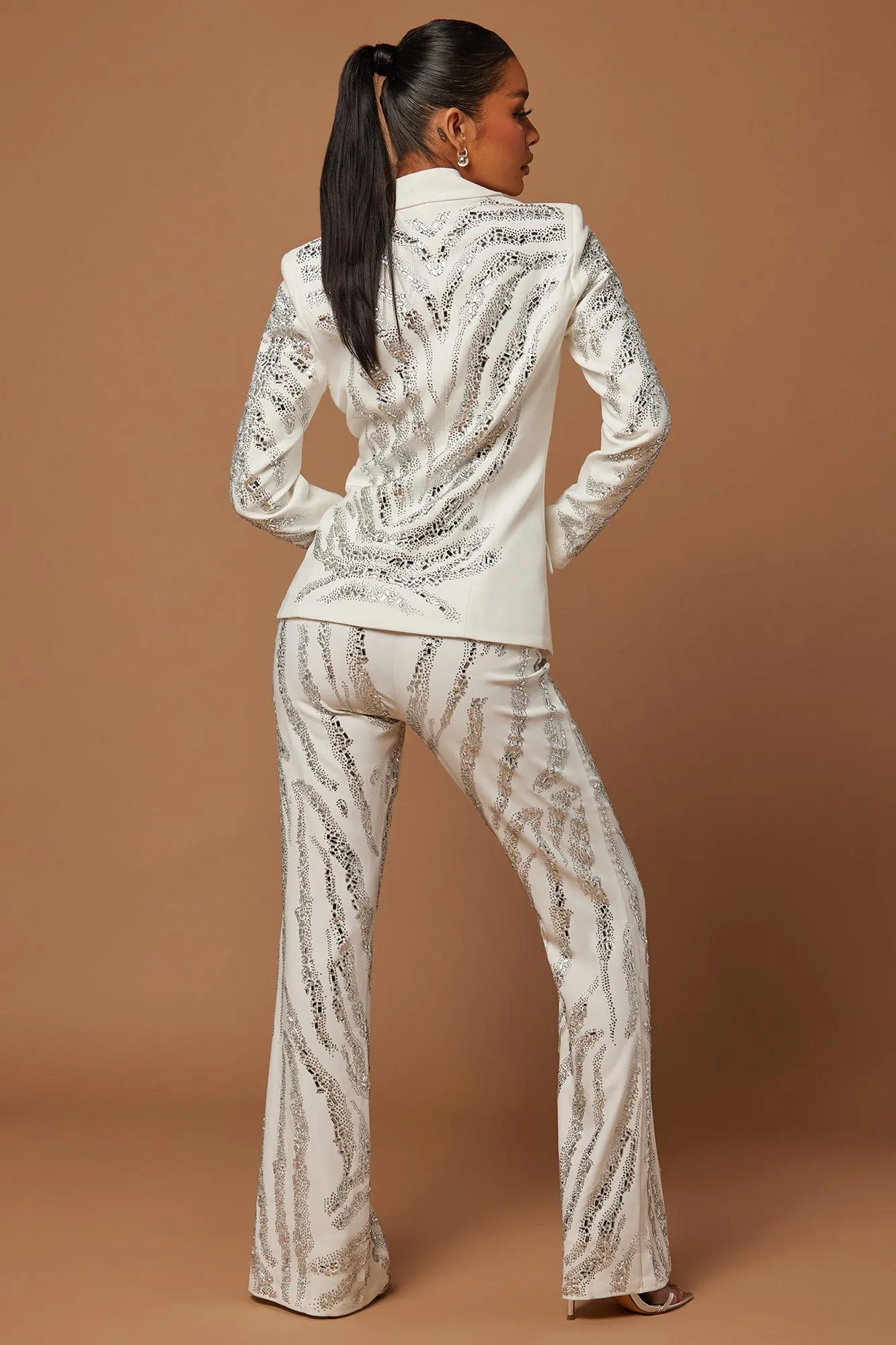 Amira Embellished Blazer - Off White