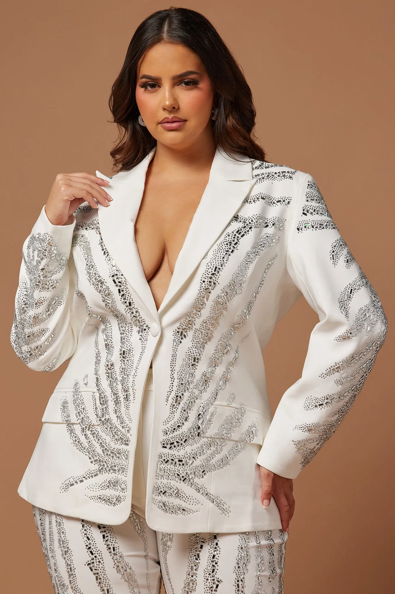 Amira Embellished Blazer - Off White