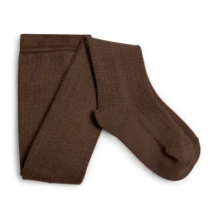 Angelique Pointelle Merino Wool Tights in Chocolat Au Lait by Collegien