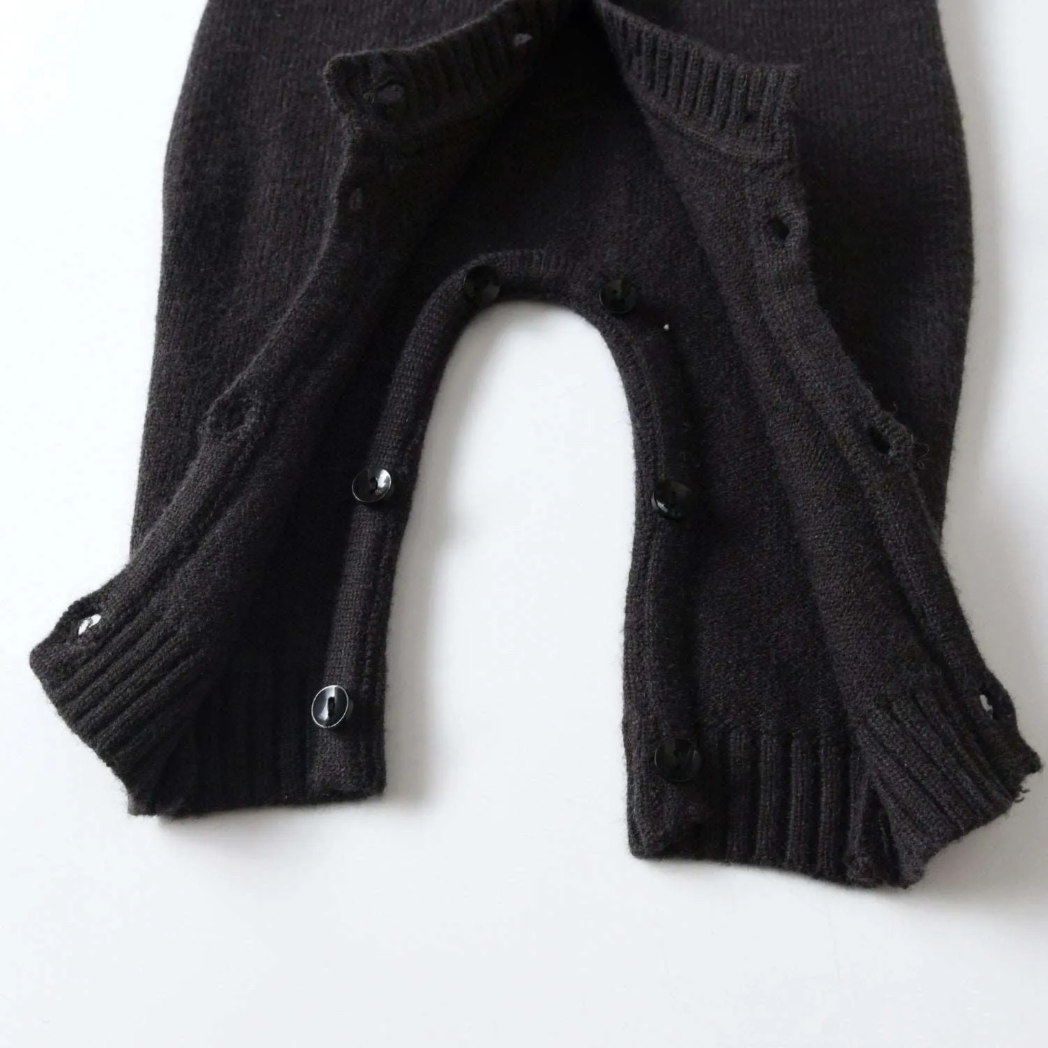 Angora Knit Button Front Baby Jumpsuit || Charcoal