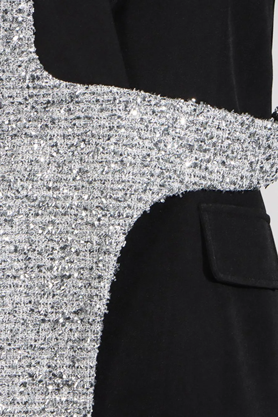 Asymmetrical Sequin Black/Silver Blazer