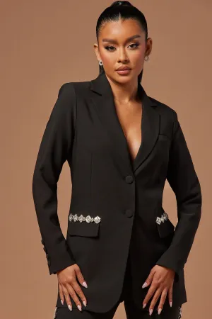 Audrey Rhinestone Blazer - Black