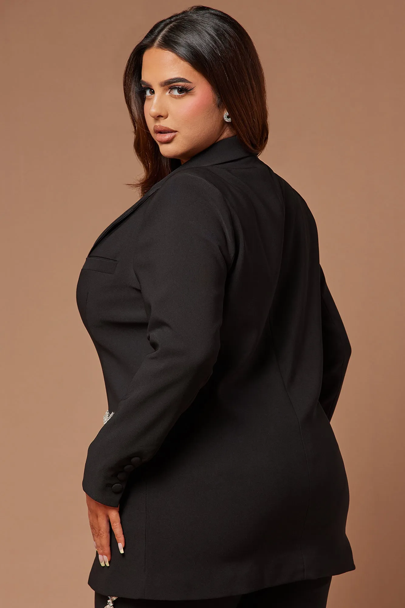 Audrey Rhinestone Blazer - Black