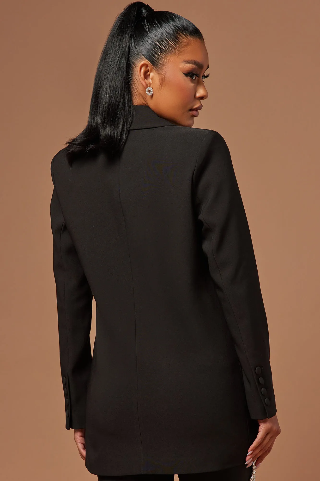 Audrey Rhinestone Blazer - Black