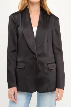 Ava Black Satin Blazer